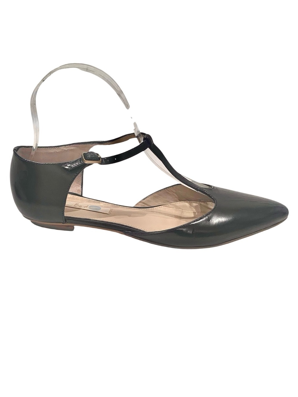 Boden Leather Navy T-Strap Pointed Toe Flats - Picture 6 of 8